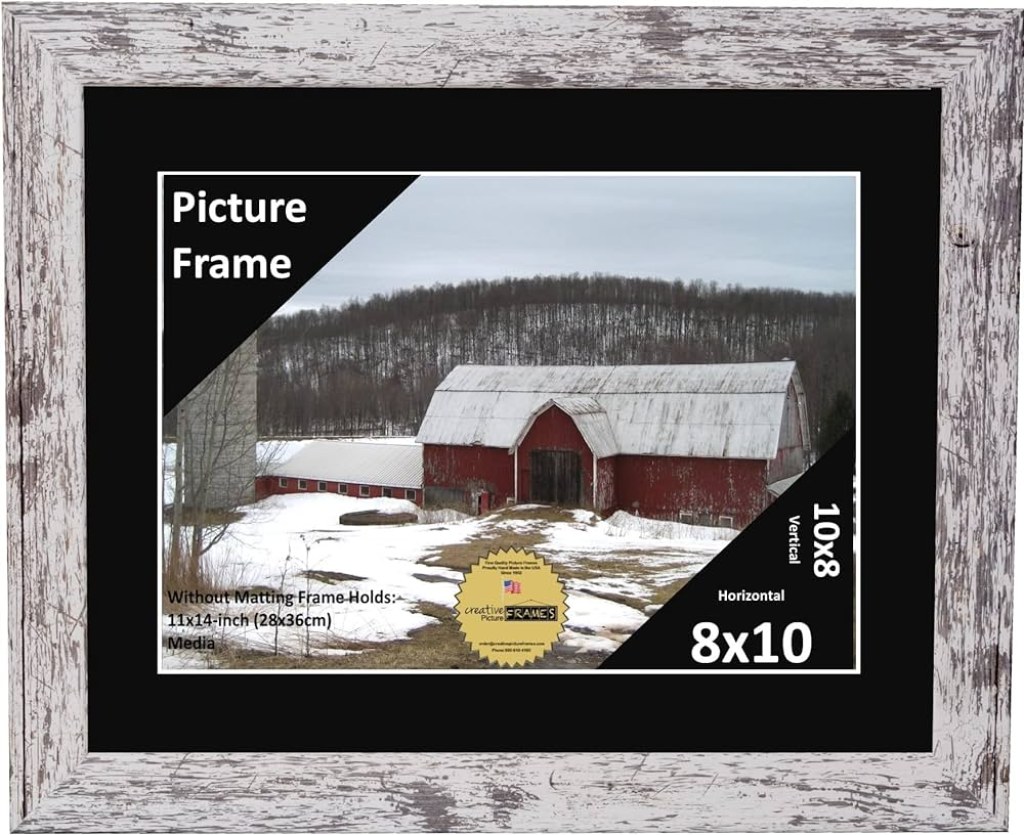 Picture of: Creative Picture Frames ” x ” Black Mat In Our ” x ” Barn Wood  Picture Frame Including Glass, Easel With Wall Hanger Installed